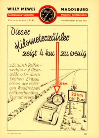 Tacho-Mewes, Kilometerz&auml;hler Reparatur - Werbung in den 50er Jahren